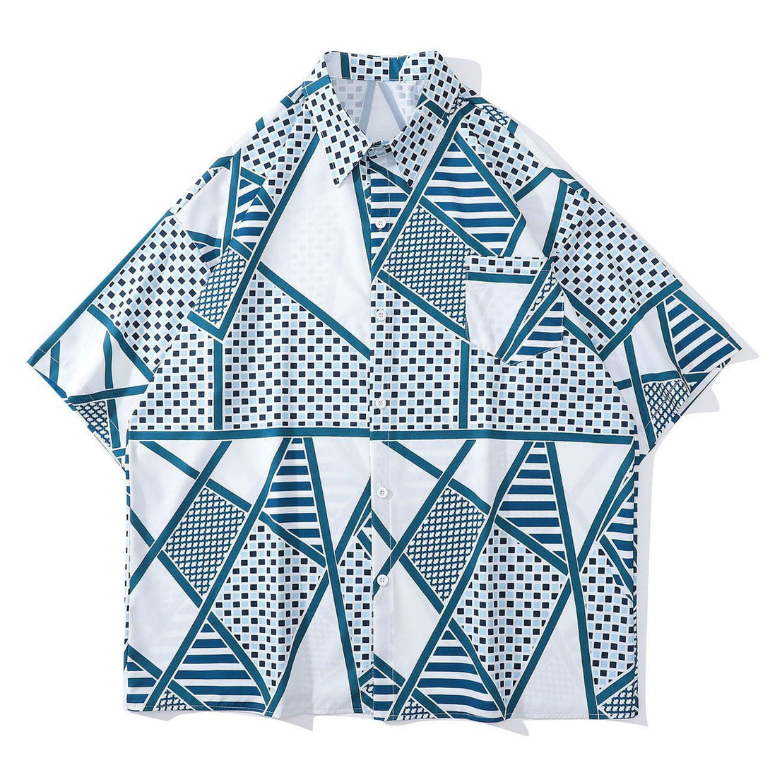 Majesda® - Geometric Figure Short Sleeve Shirt outfit ideas streetwear fashion