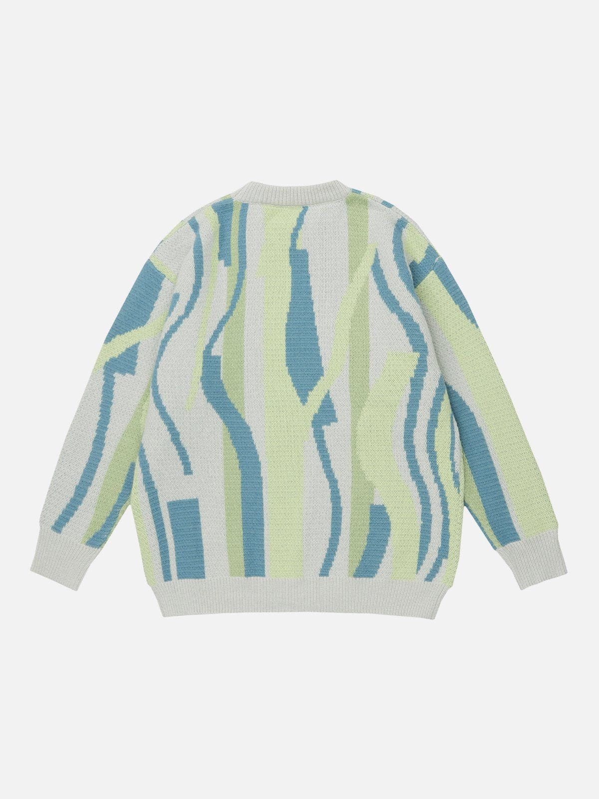 Majesda® - Geometric Stripes Sweater outfit ideas streetwear fashion