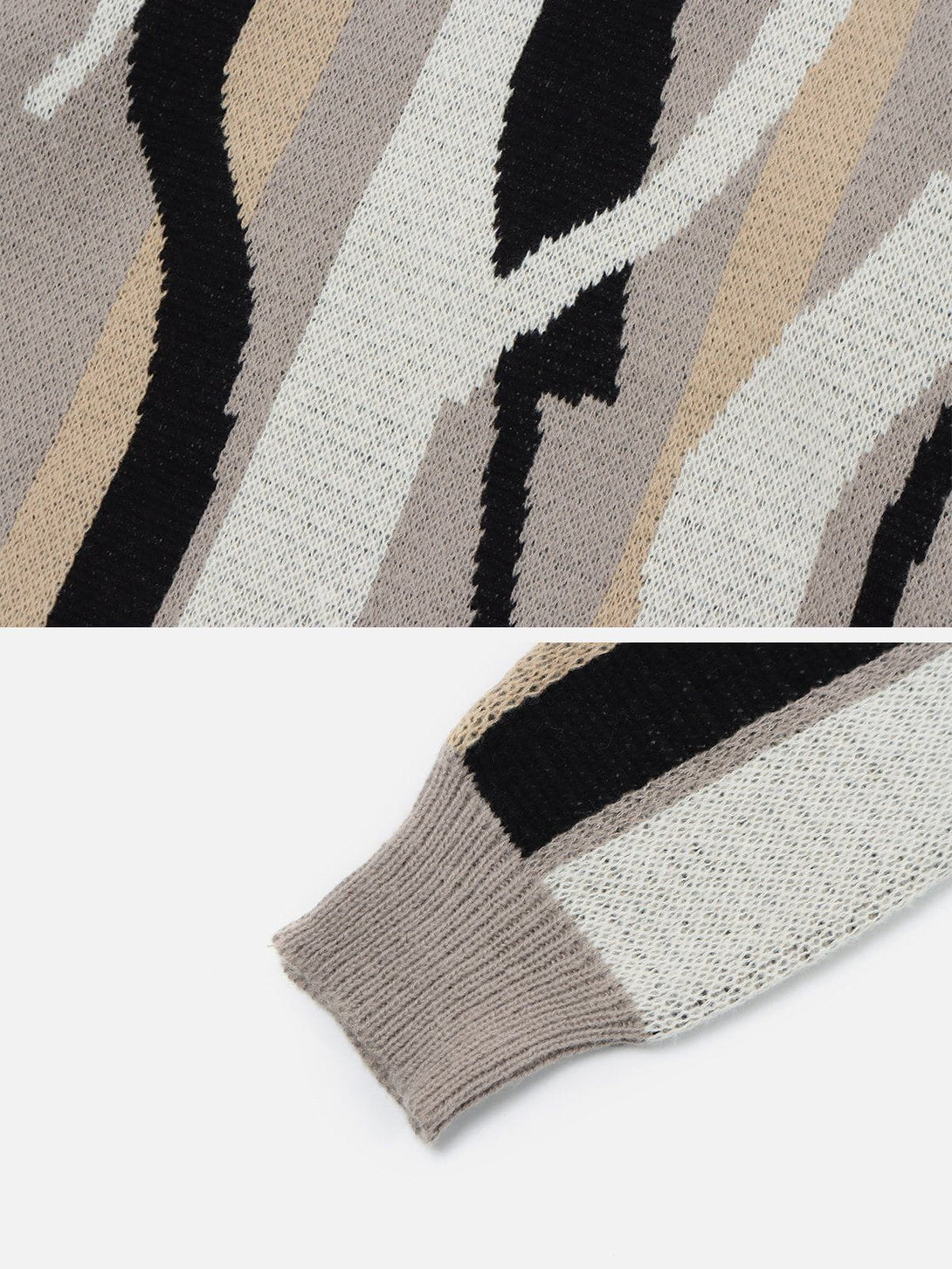Majesda® - Geometric Stripes Sweater outfit ideas streetwear fashion