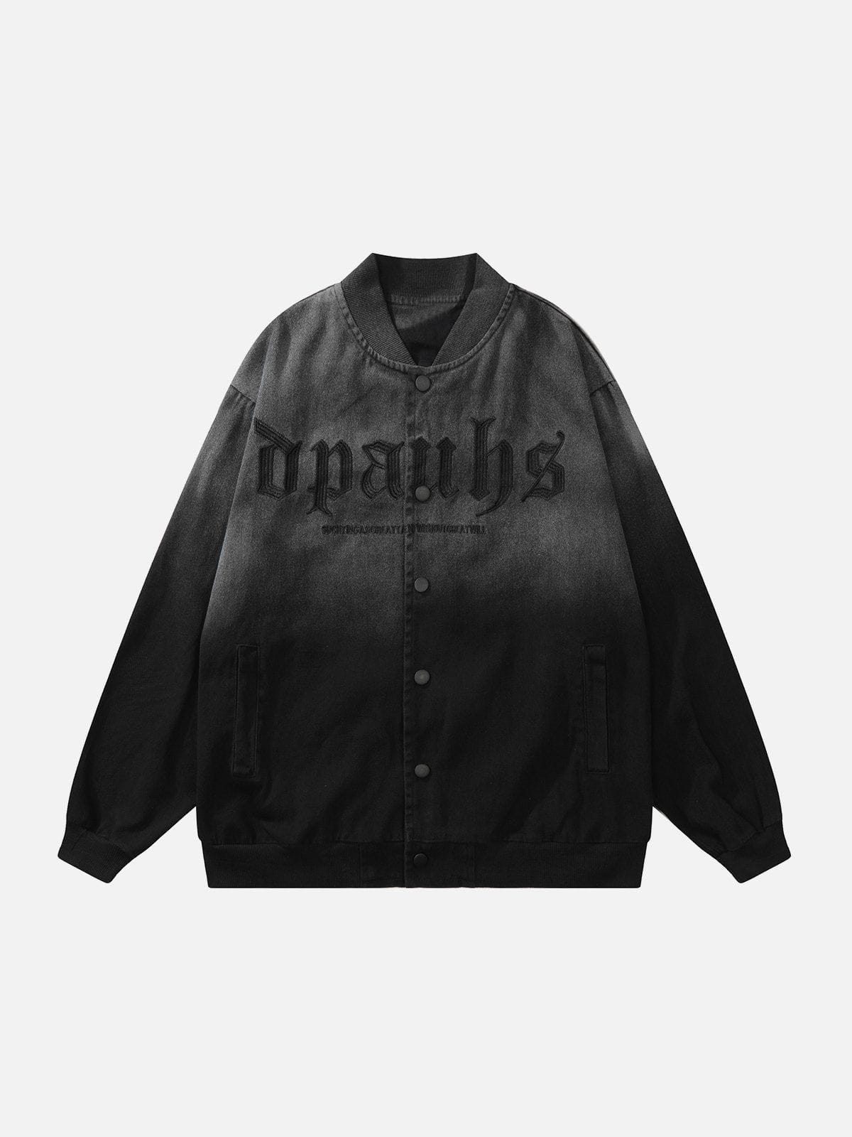 Majesda® - Gradient Contrast Embroidered Jacket outfit ideas, streetwear fashion - majesda.com