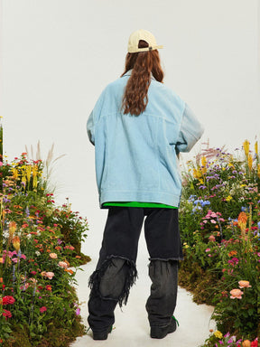 Majesda® - Gradient Denim Jacket outfit ideas, streetwear fashion - majesda.com