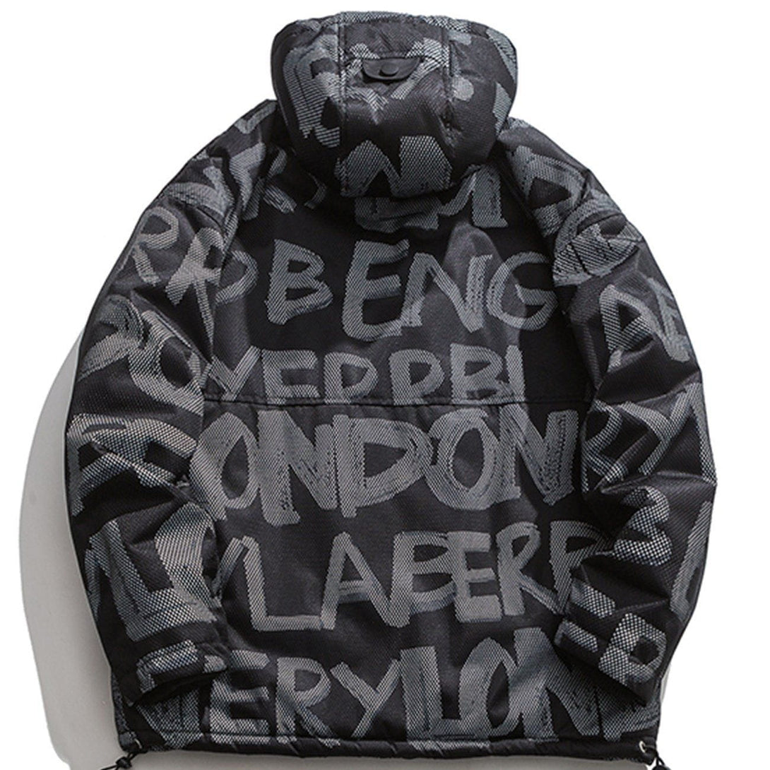 Majesda® - Graffiti Letters Hooded Winter Coat outfit ideas streetwear fashion