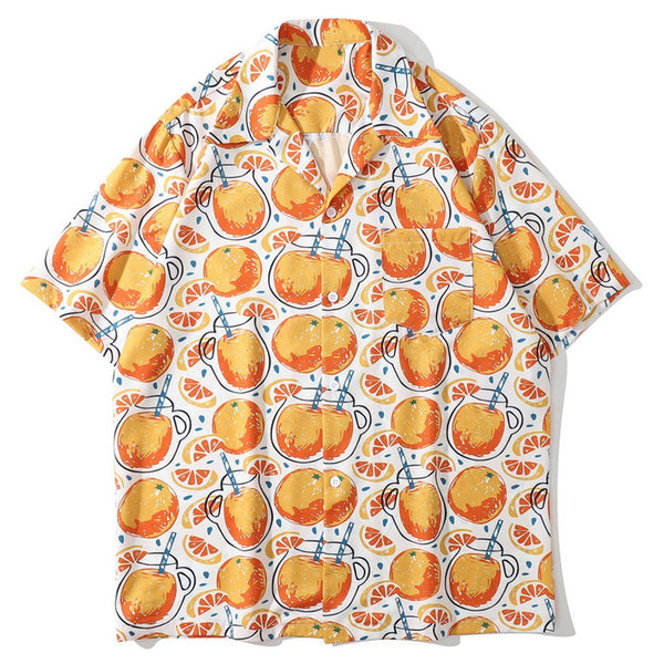 Majesda® - Grapefruit Print Short-sleeved Shirt outfit ideas streetwear fashion