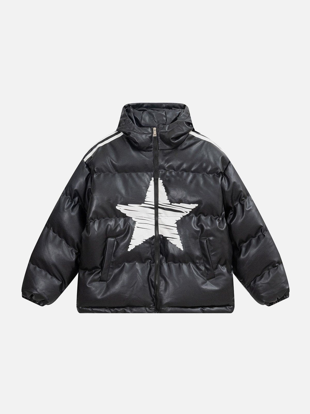 Majesda® - Hand Painted Star Print Winter Coat outfit ideas streetwear fashion