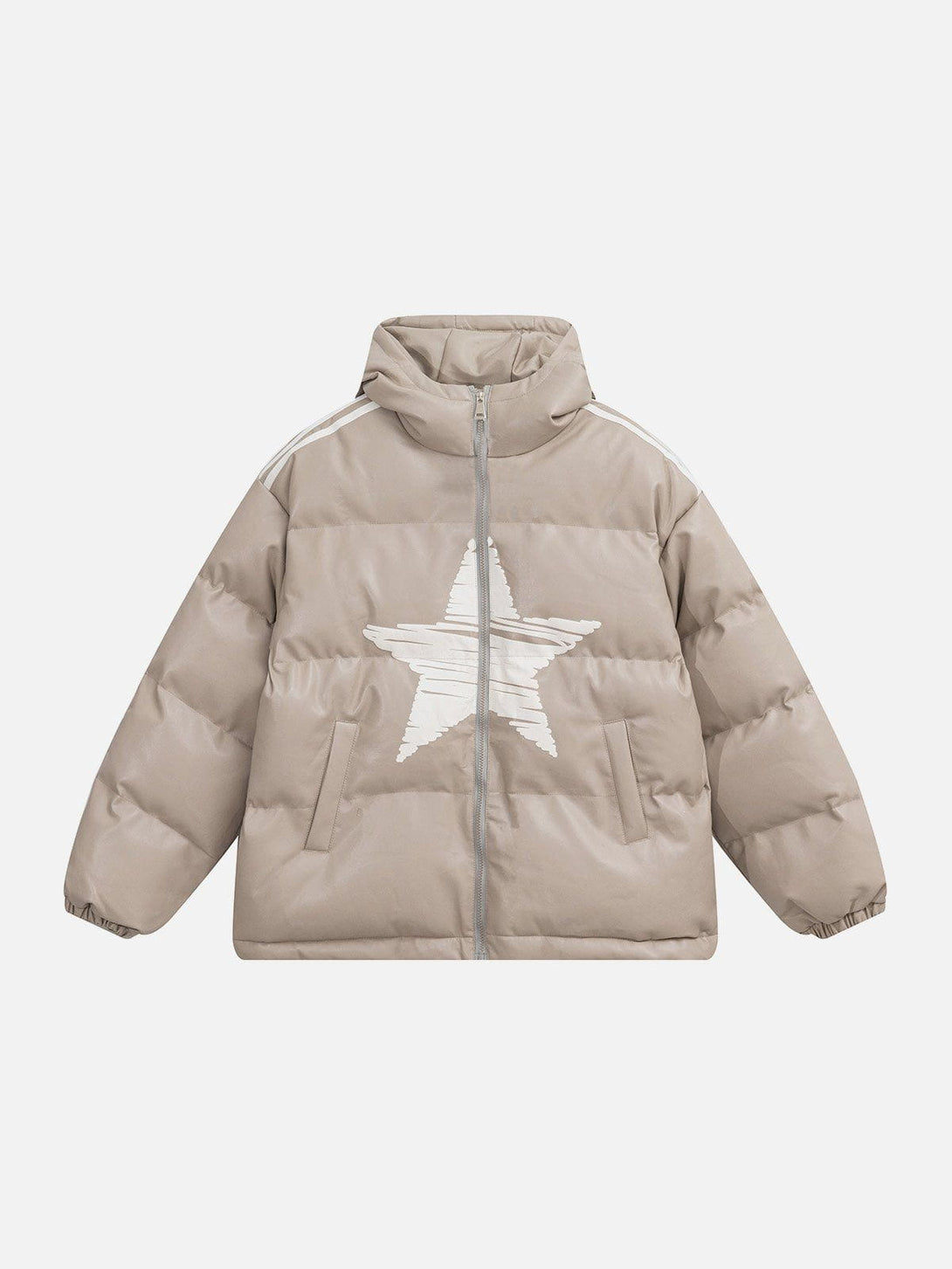 Majesda® - Hand Painted Star Print Winter Coat outfit ideas streetwear fashion