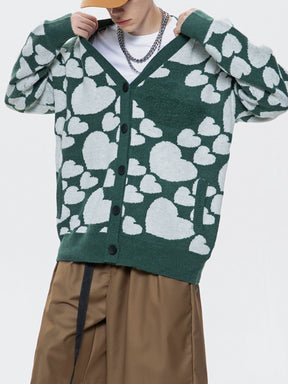 Majesda® - Heart Jacquard Cardigan outfit ideas streetwear fashion