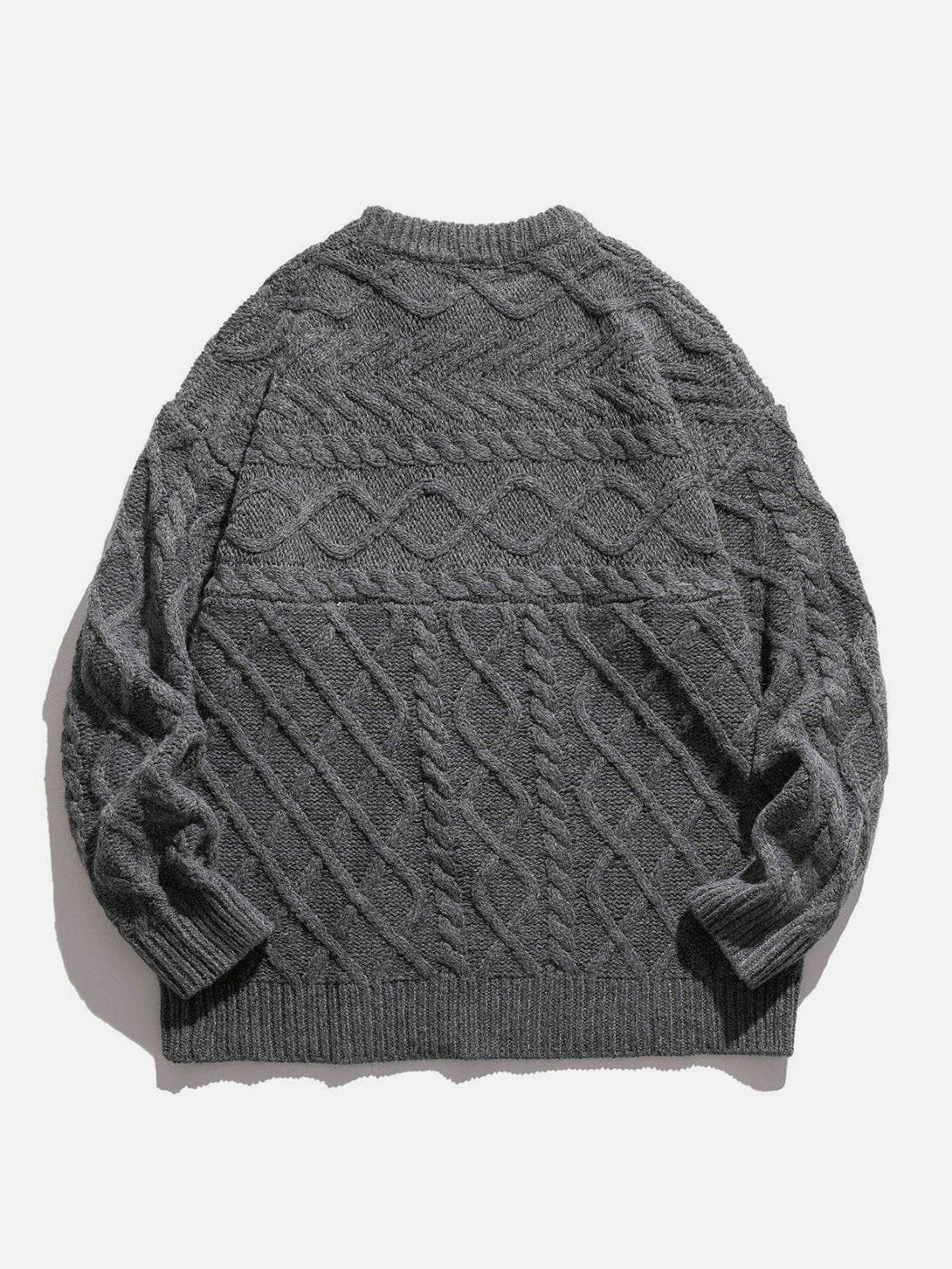 Majesda® - Hemp Pattern Solid Color Knit Sweater outfit ideas streetwear fashion