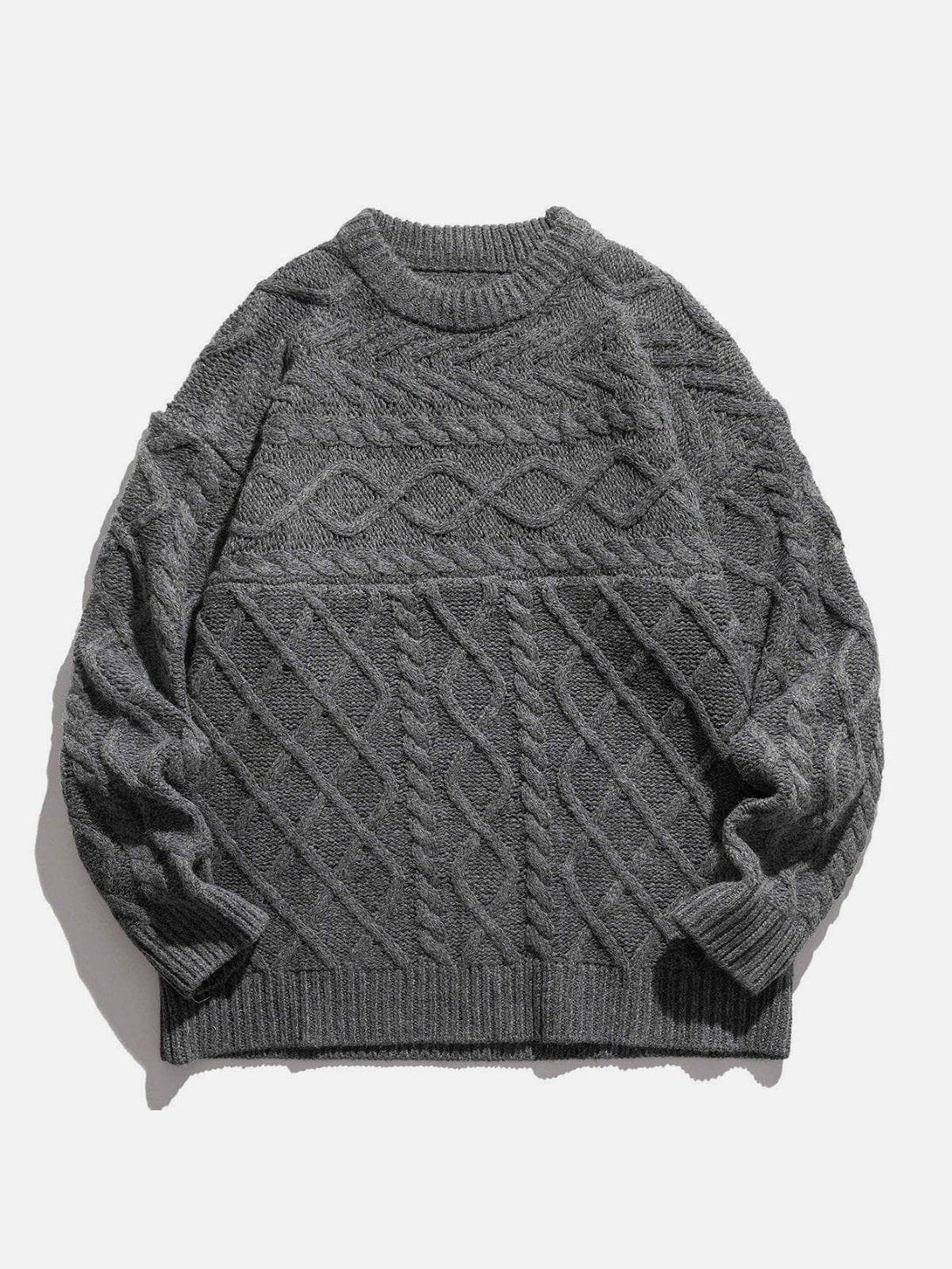 Majesda® - Hemp Pattern Solid Color Knit Sweater outfit ideas streetwear fashion