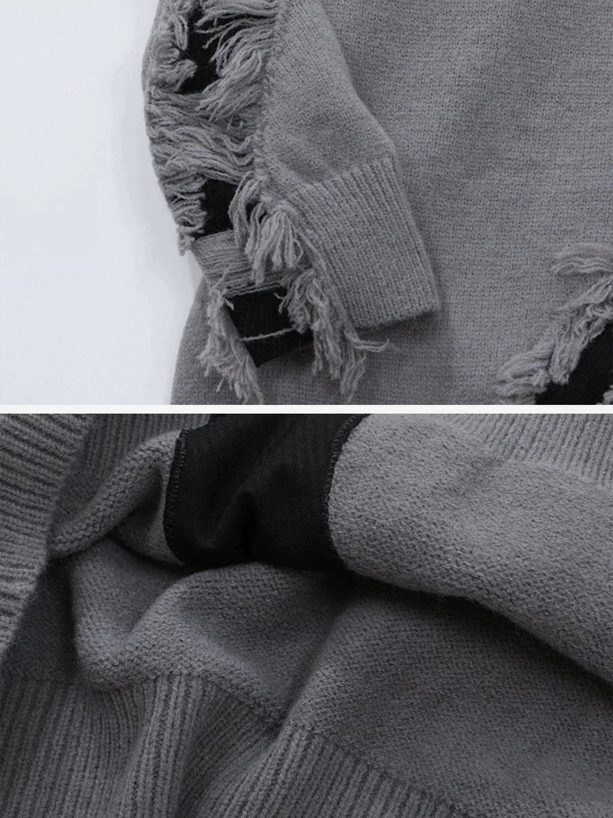 Majesda® - Hole Fake Two Sweater outfit ideas streetwear fashion