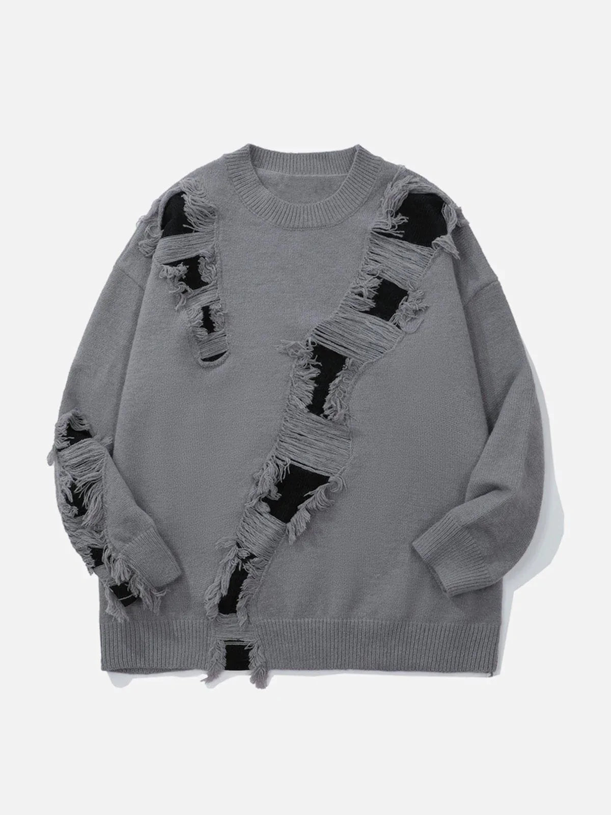 Majesda® - Hole Fake Two Sweater outfit ideas streetwear fashion