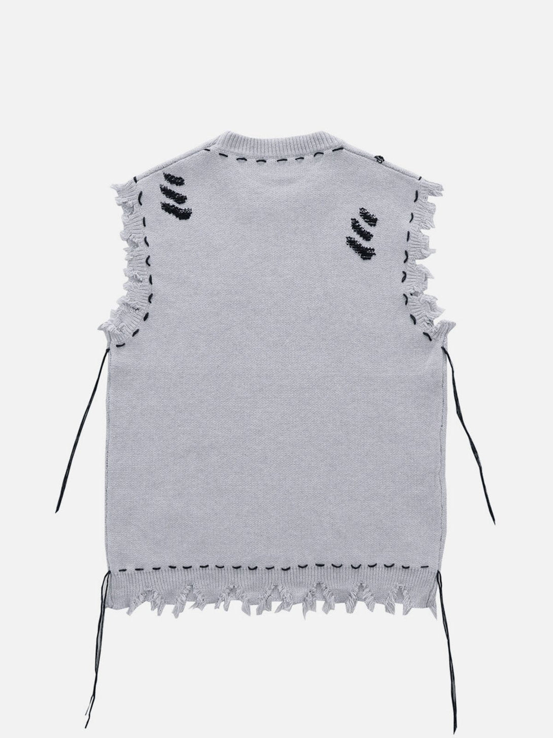 Majesda® - Hole Raw Edge Sweater Vest outfit ideas streetwear fashion