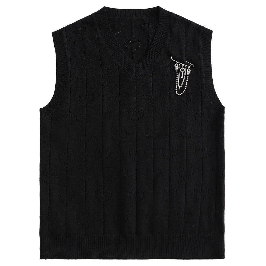 Majesda® - Hollow Love Sweater Vest outfit ideas streetwear fashion