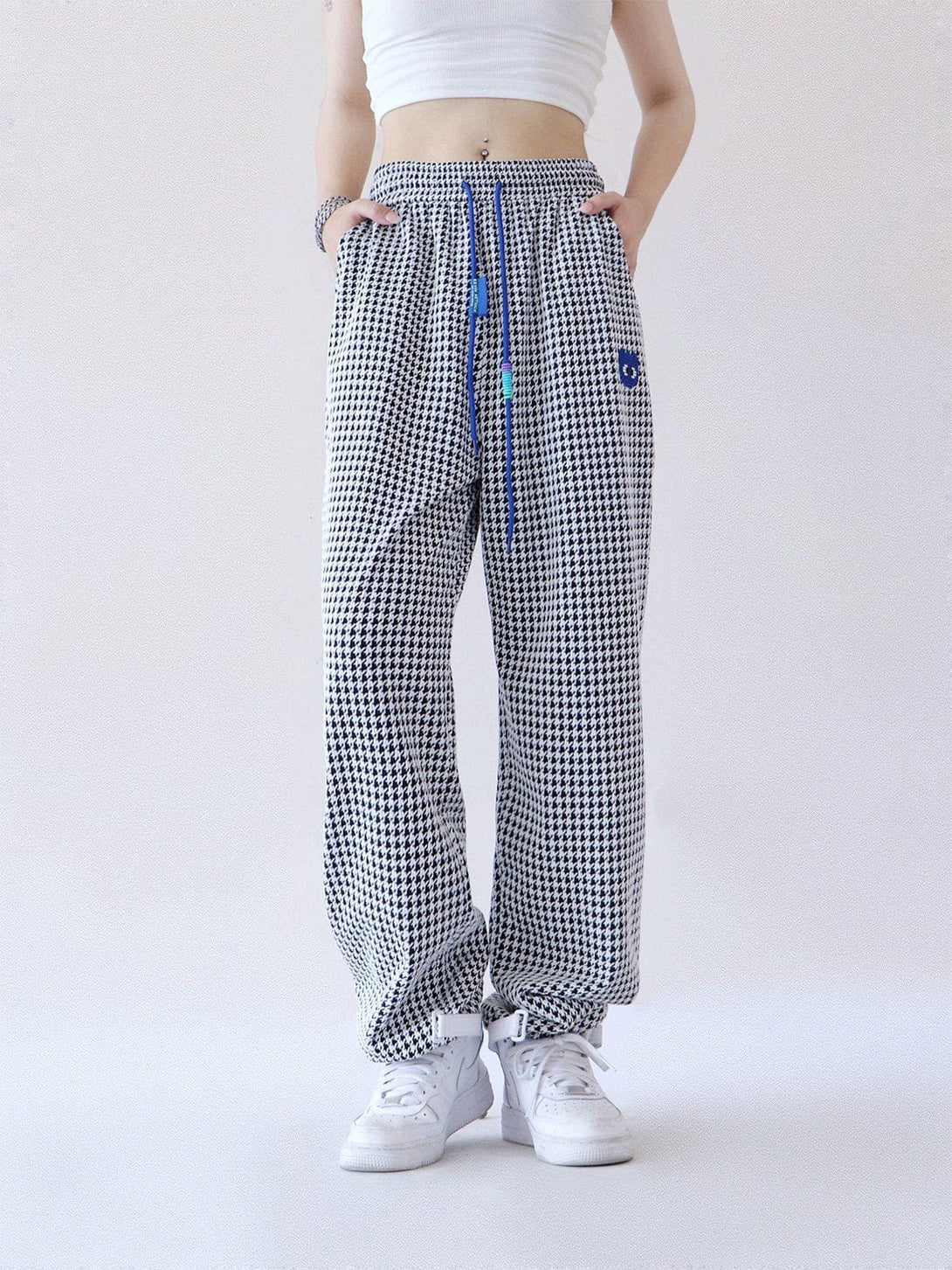 Majesda® - Houndstooth Straight-leg Casual Pants outfit ideas streetwear fashion