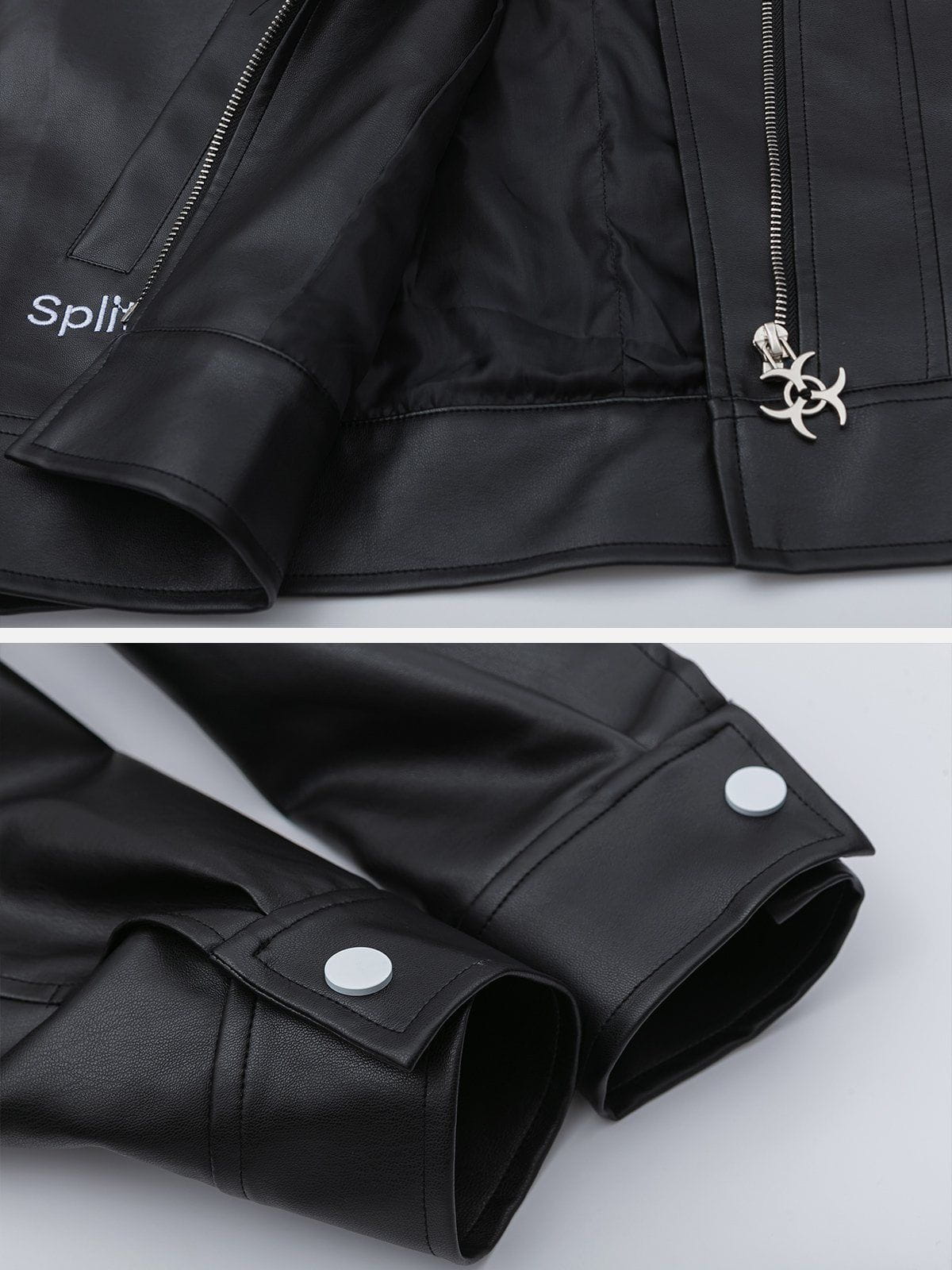 Majesda® - Inclined Zipper PU Jacket outfit ideas, streetwear fashion - majesda.com