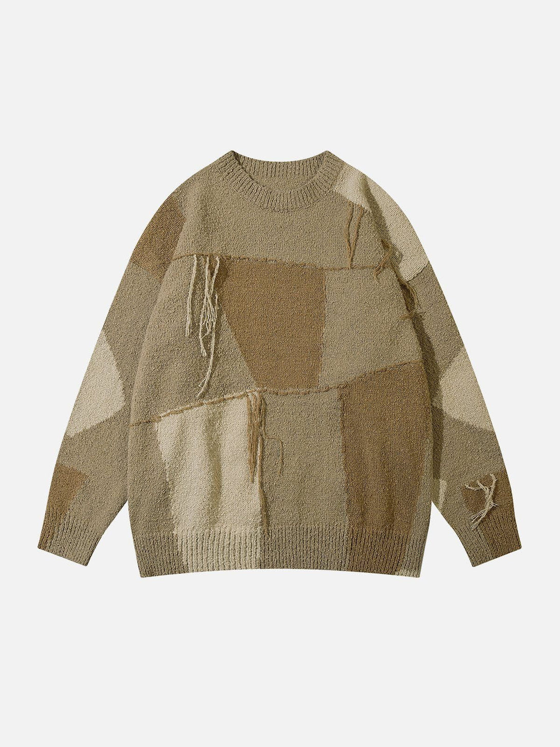 Majesda® - Irregular Colorblock Fringe Sweater outfit ideas streetwear fashion