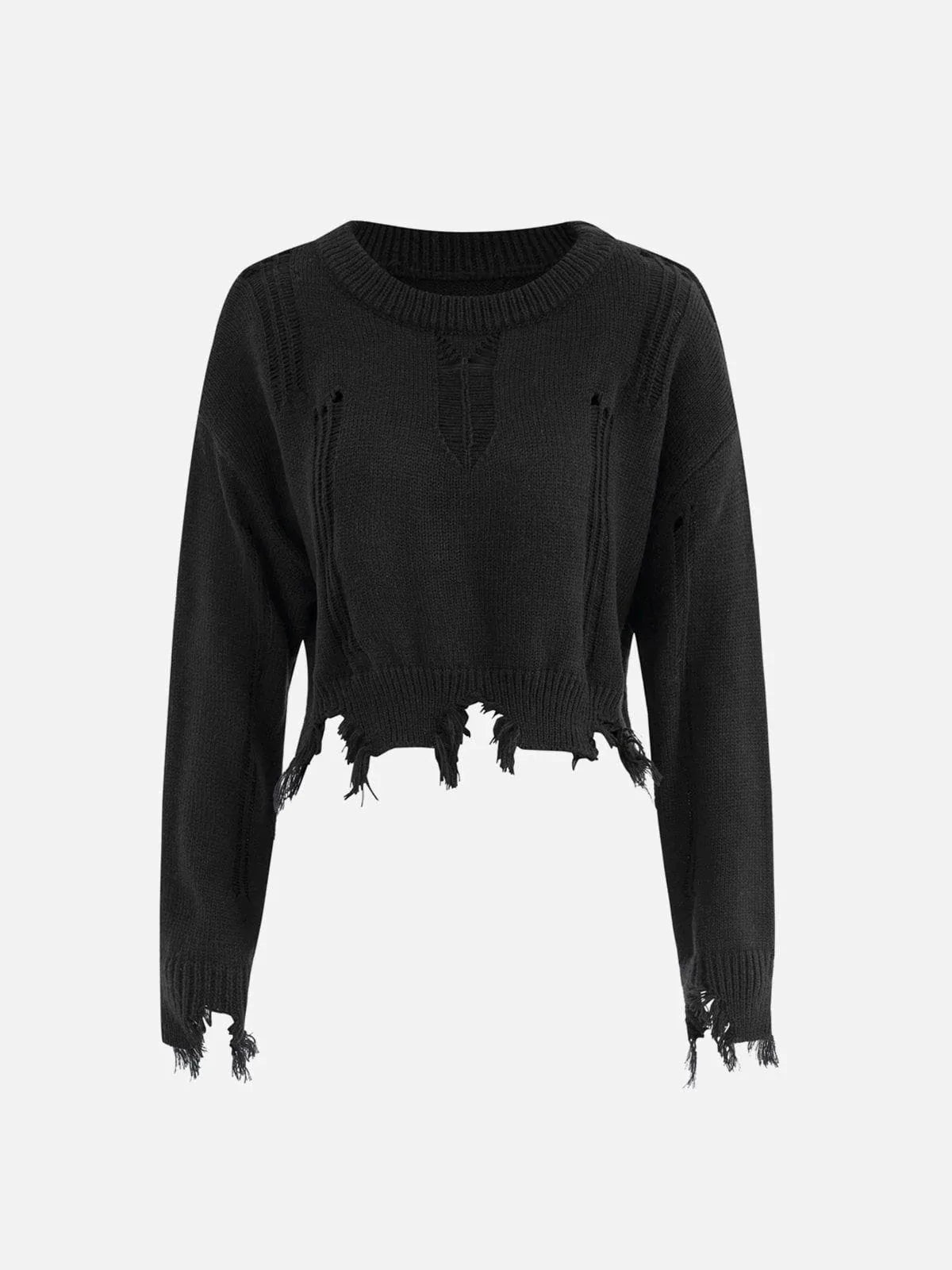 Majesda® - Irregular Hole Sweater outfit ideas streetwear fashion