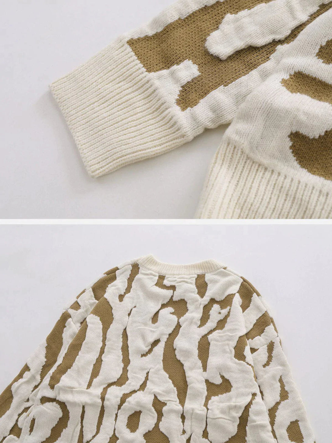 Majesda® - Jacquard Zebra Print Sweater outfit ideas streetwear fashion