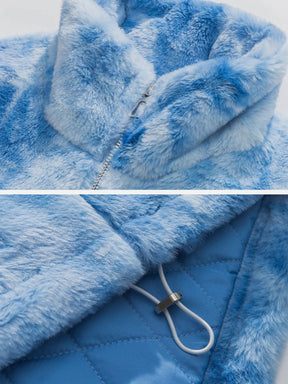 Majesda® - Label Embroidery Sherpa Coat outfit ideas, streetwear fashion - majesda.com