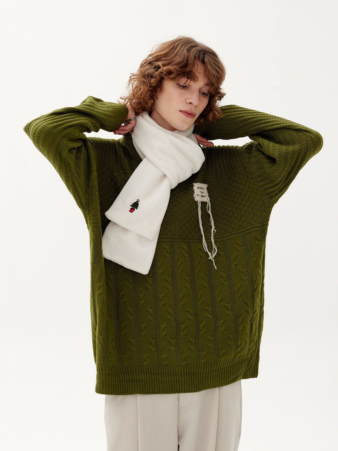 Majesda® - Labeled Tassel Sweater outfit ideas streetwear fashion