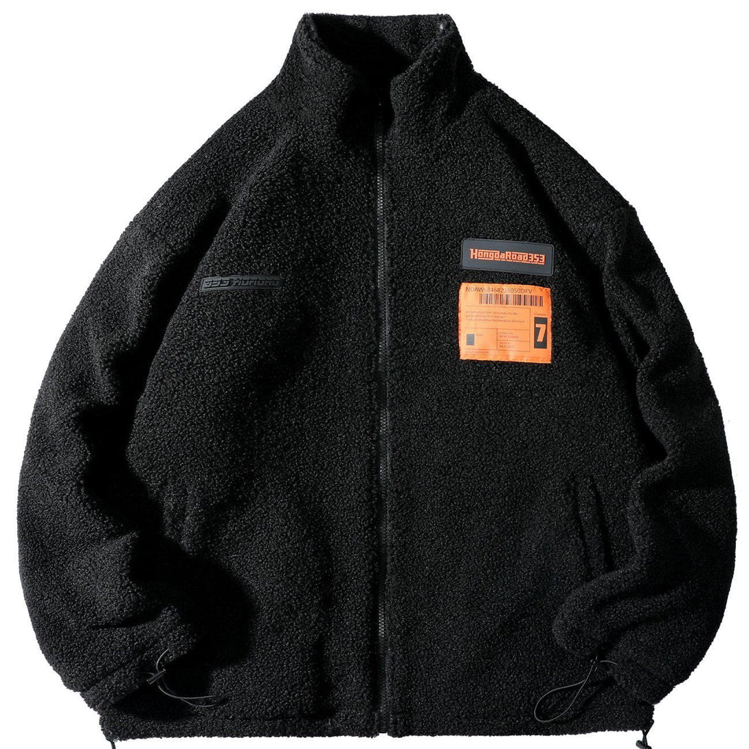 Majesda® - Labeling Sherpa Winter Coat outfit ideas, streetwear fashion - majesda.com