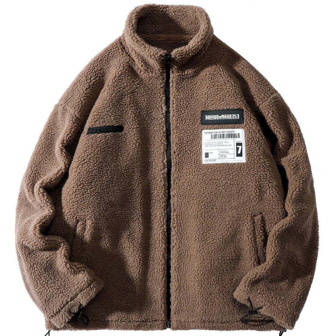 Majesda® - Labeling Sherpa Winter Coat outfit ideas, streetwear fashion - majesda.com