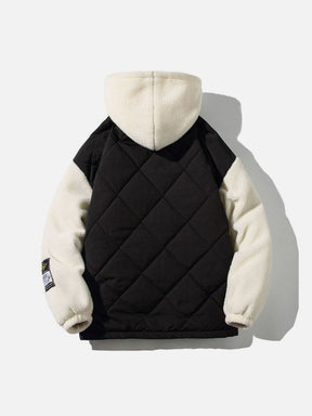 Majesda® - Lamb Wool Panel Hood Sherpa Coat outfit ideas, streetwear fashion - majesda.com