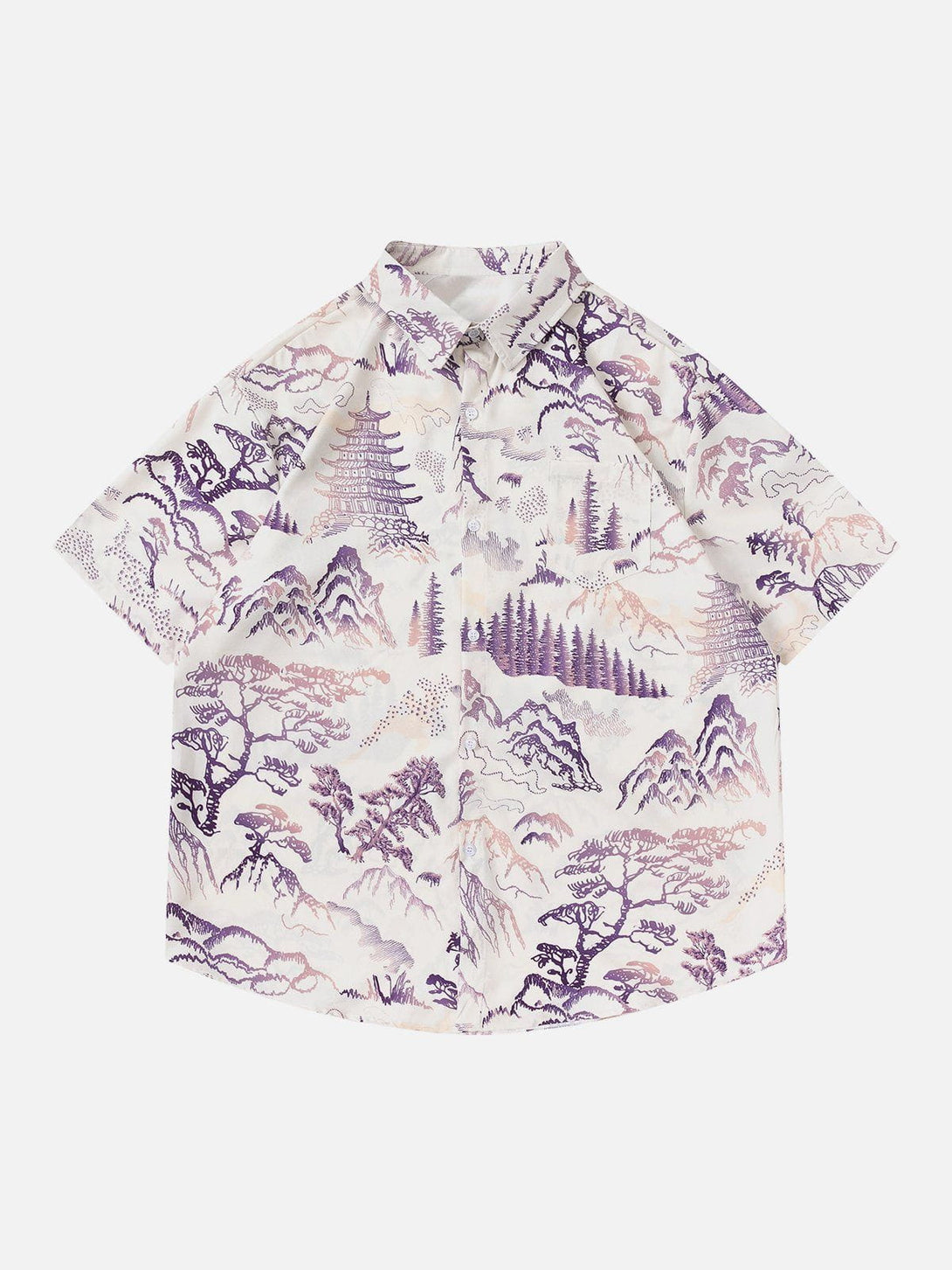 Majesda® - Landscape Chinese Painting Short Sleeve Shirt outfit ideas streetwear fashion