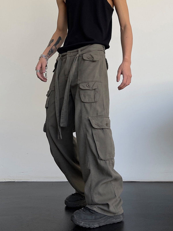 Majesda® - Large Pocket Webbing Cargo Pants outfit ideas streetwear fashion