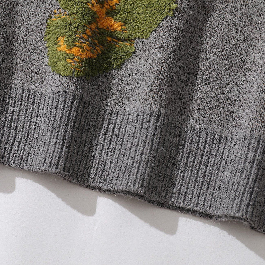 Majesda® - Leaf Print Knit Sweater outfit ideas streetwear fashion
