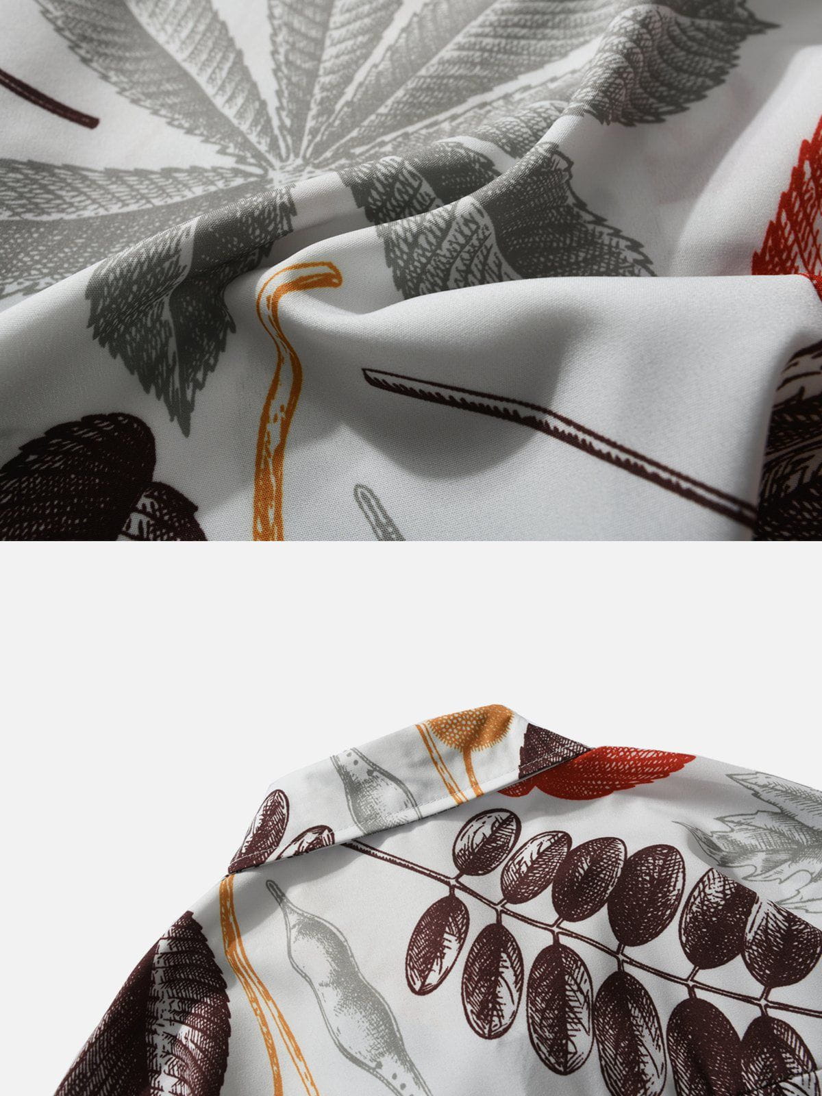 Majesda® - Leaf Print Short Sleeve Shirt outfit ideas streetwear fashion