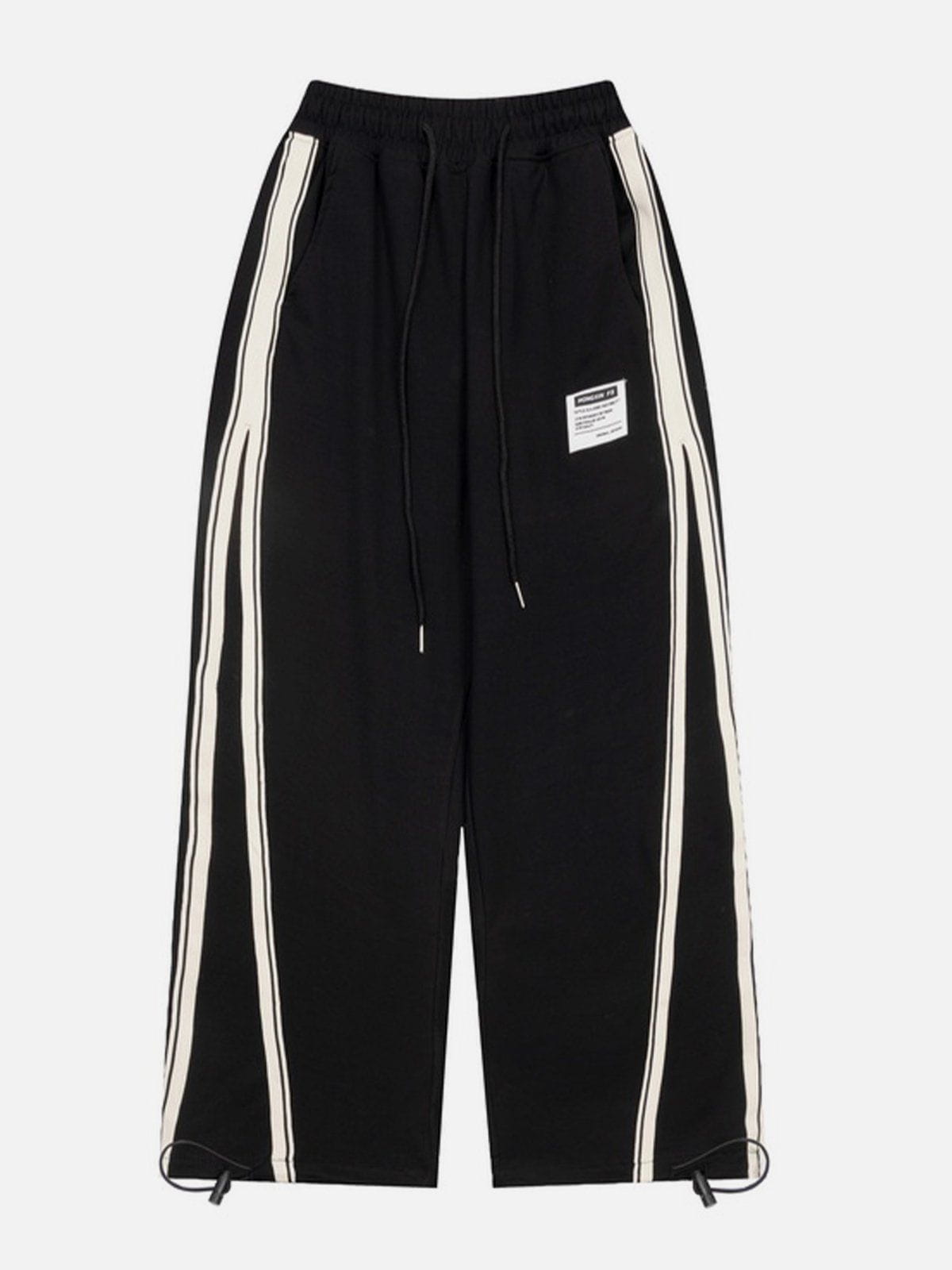 Majesda® - Leg Retractable Striped Drawstring Sweatpants outfit ideas streetwear fashion