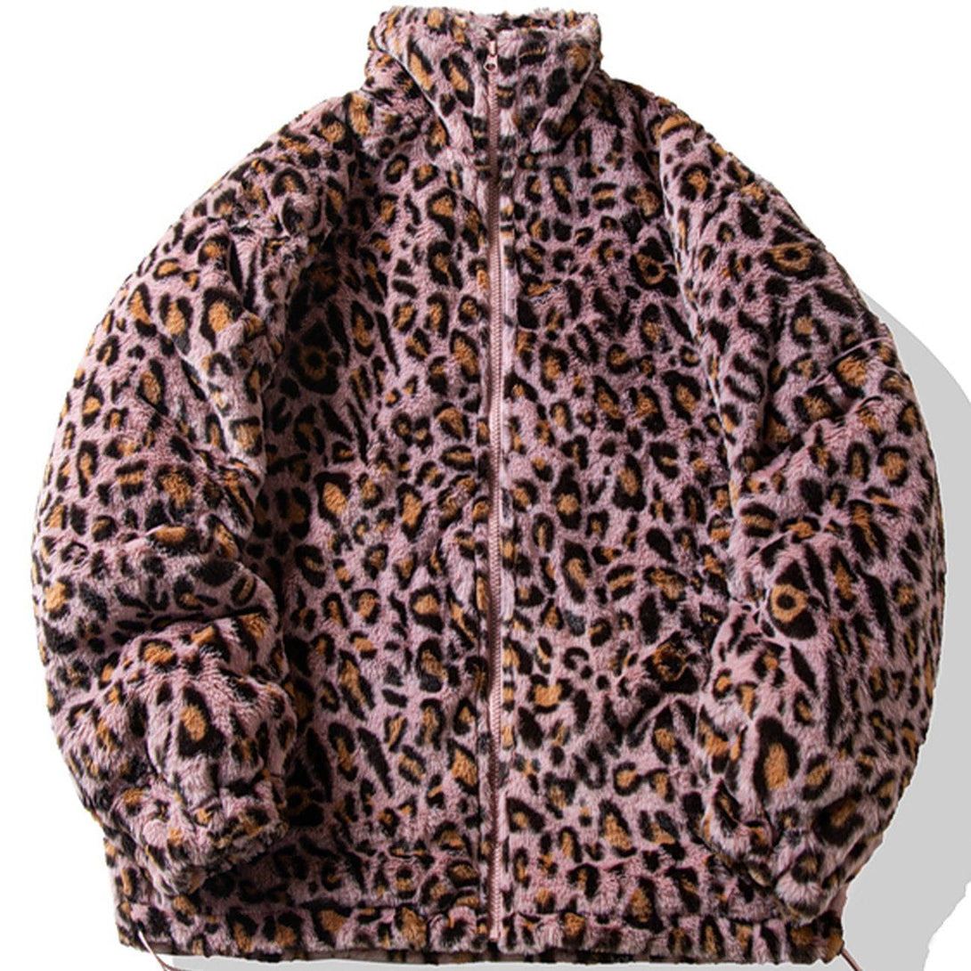 Majesda® - Leopard Print All Over Plush Winter Coat outfit ideas streetwear fashion