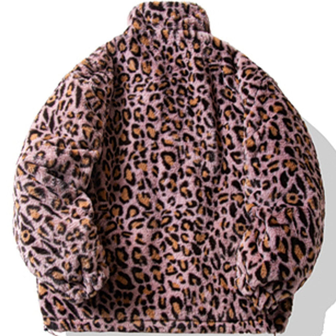 Majesda® - Leopard Print All Over Plush Winter Coat outfit ideas streetwear fashion