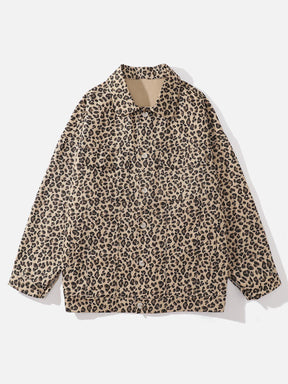 Majesda® - Leopard Print Lapel Jacket outfit ideas, streetwear fashion - majesda.com