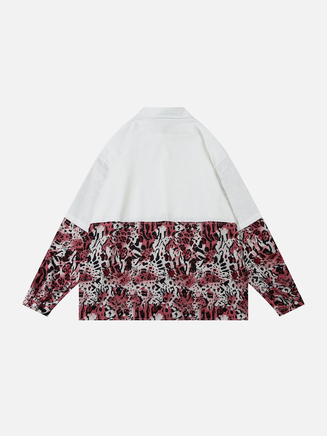 Majesda® - Leopard Print Paneled Long Sleeve Shirt outfit ideas streetwear fashion