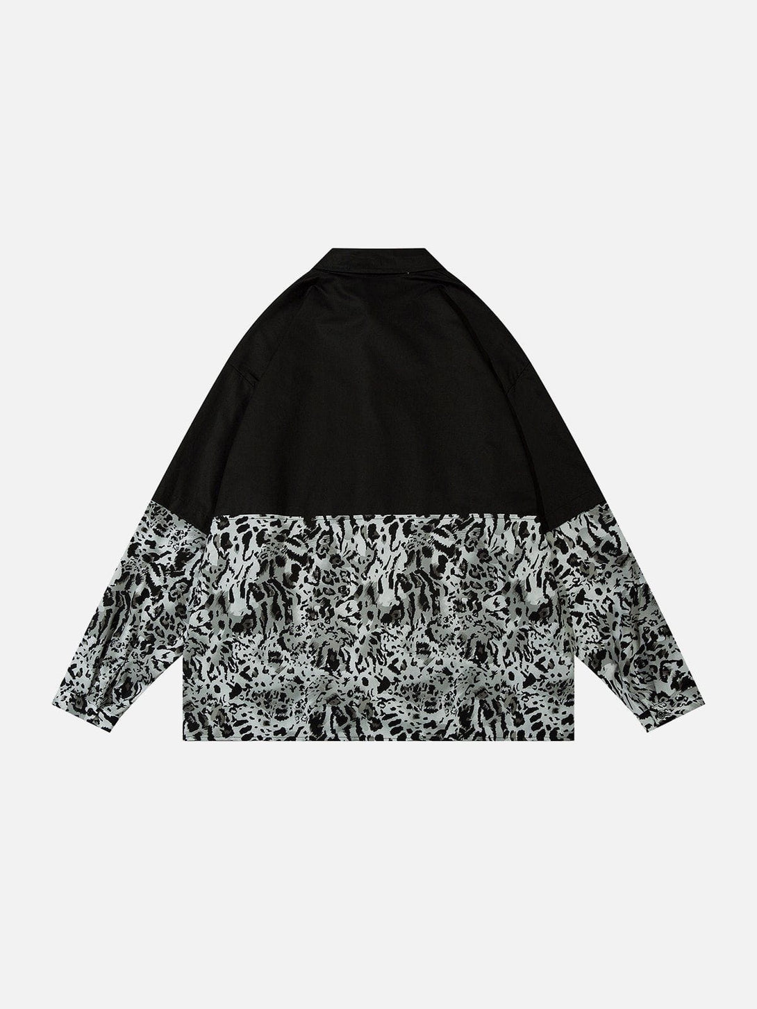 Majesda® - Leopard Print Paneled Long Sleeve Shirt outfit ideas streetwear fashion