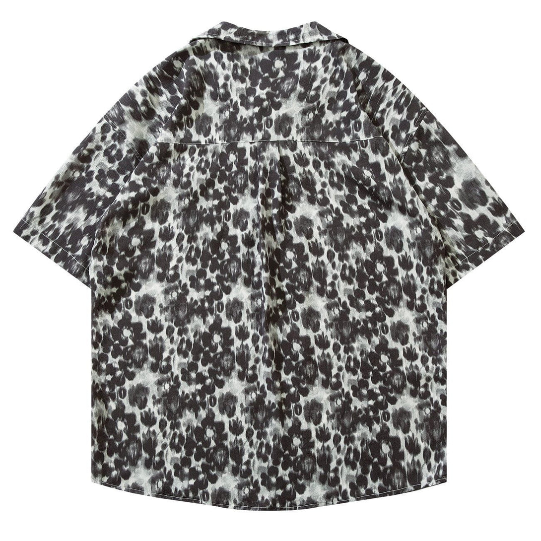 Majesda® - Leopard Print Short Sleeve Shirt outfit ideas streetwear fashion