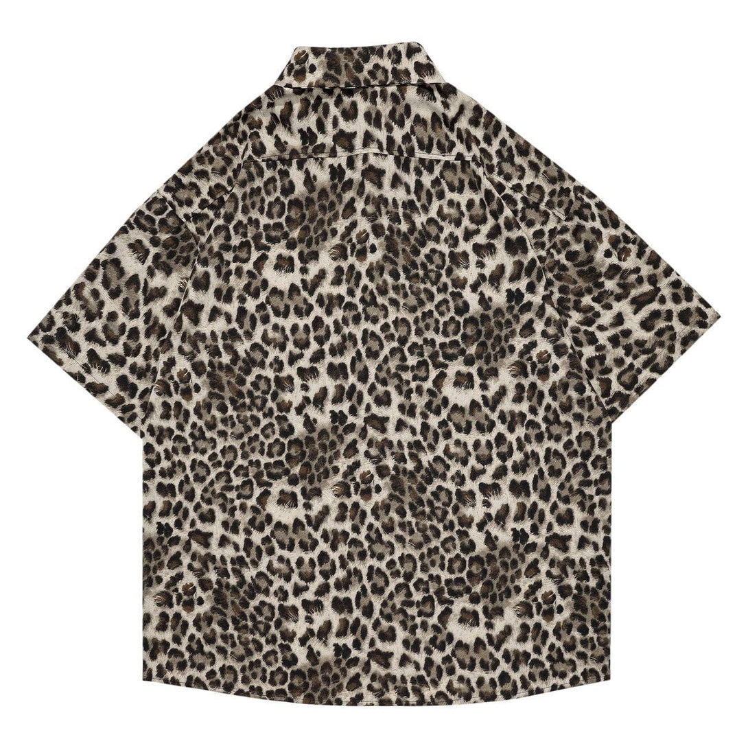 Majesda® - Leopard Print Short Sleeve Shirt outfit ideas streetwear fashion