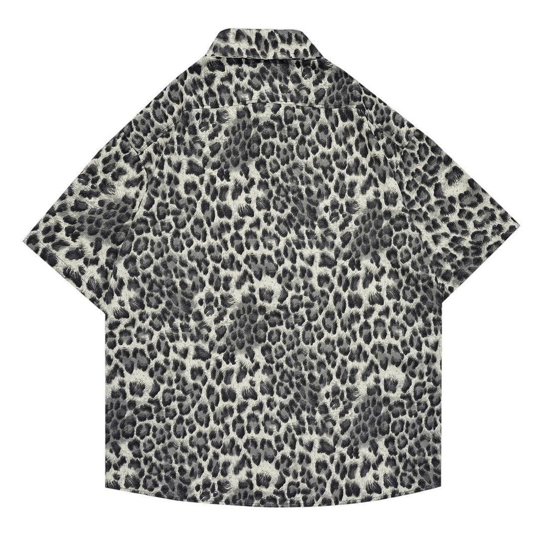 Majesda® - Leopard Print Short Sleeve Shirt outfit ideas streetwear fashion