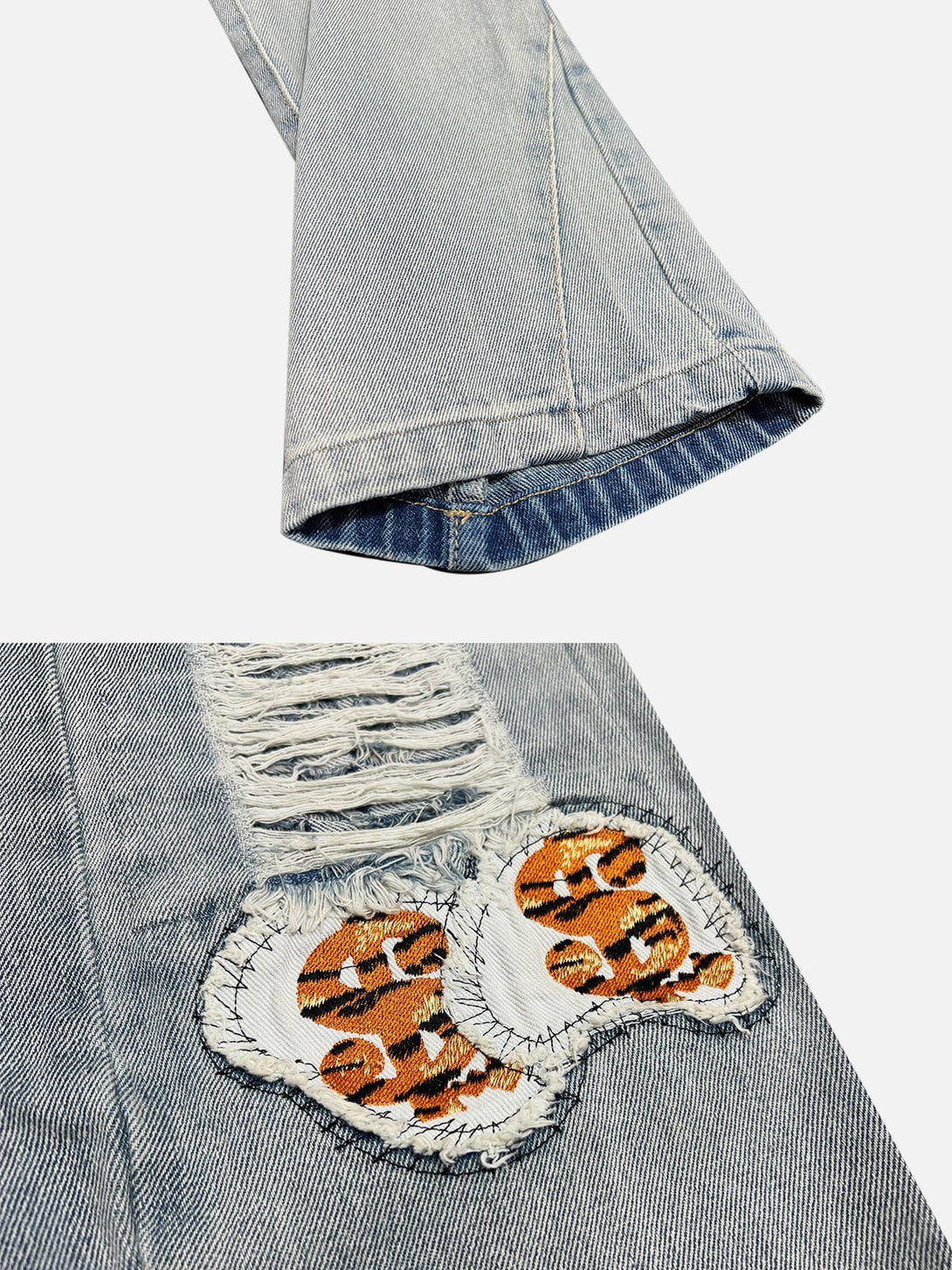Majesda® - Letter Embroidery Holes Jeans outfit ideas streetwear fashion