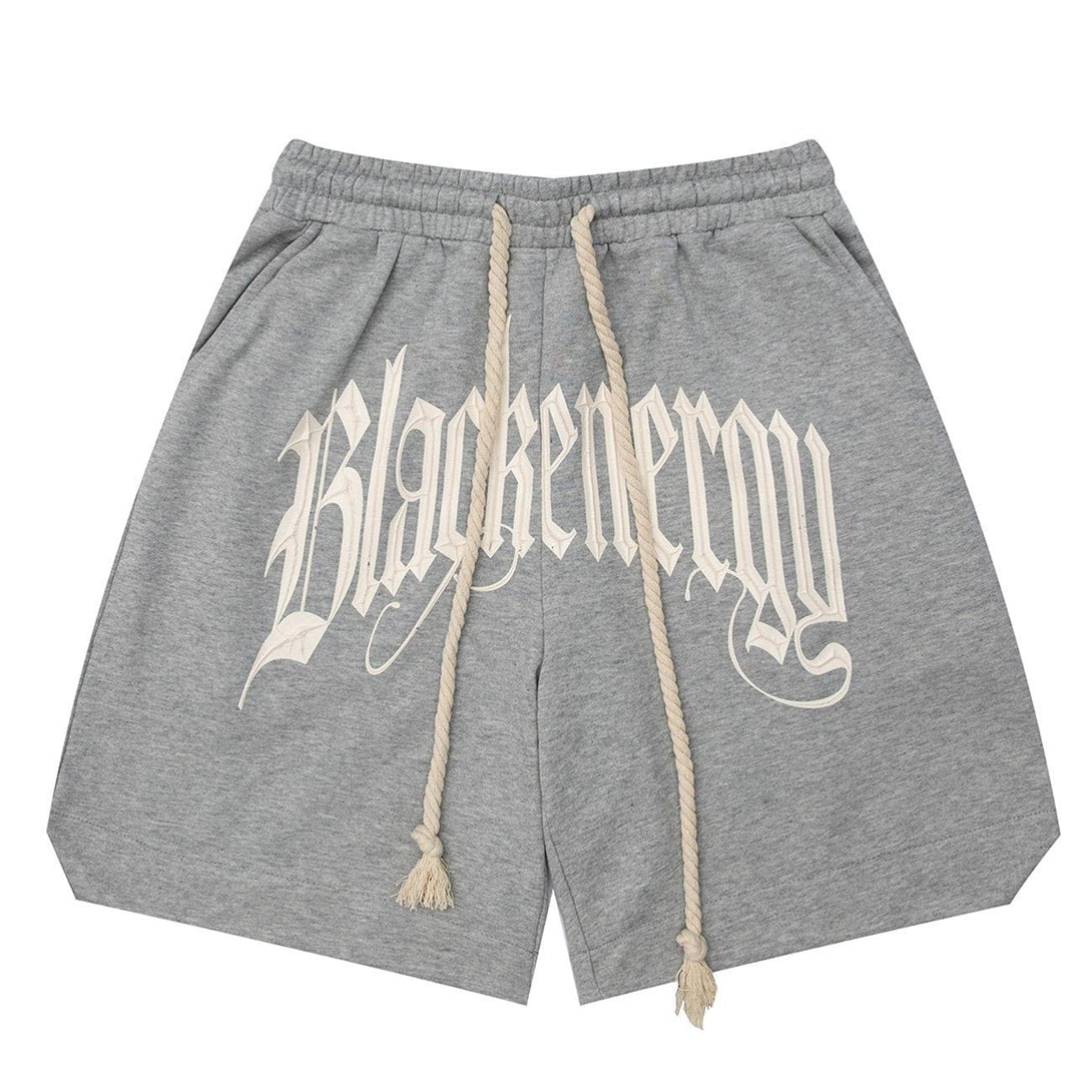 Majesda® - Letter Embroidery Long Drawstring Shorts outfit ideas streetwear fashion