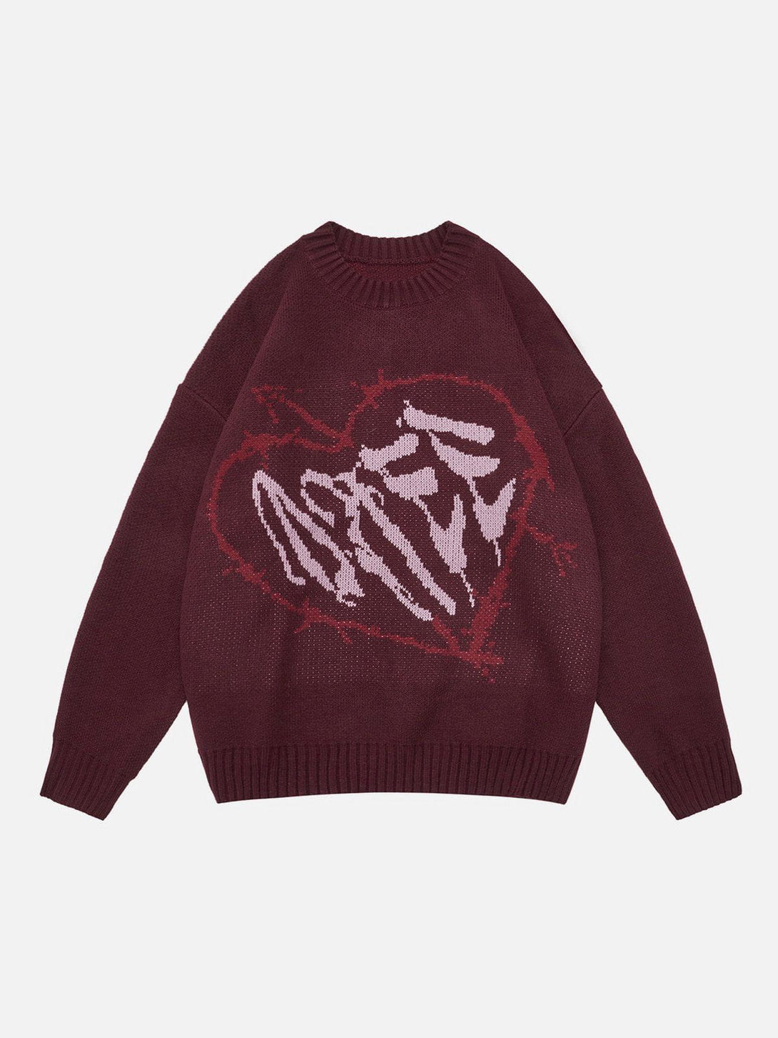 Majesda® - Letter Heart Pattern Sweater outfit ideas streetwear fashion