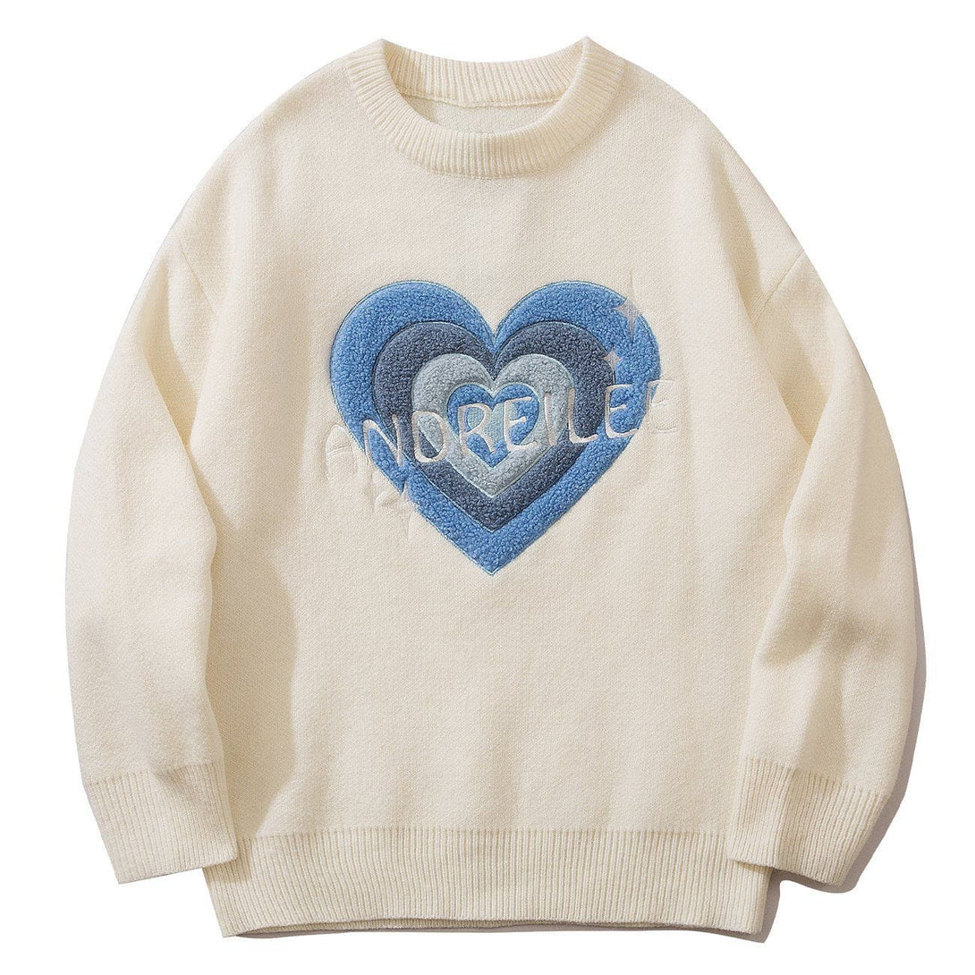Majesda® - Letter Love Flocking Sweater outfit ideas streetwear fashion