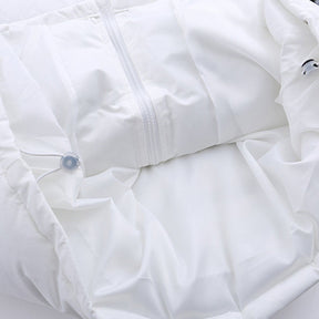 Majesda® - Letter Print Lamb Wool Stitching Puffer Jacket outfit ideas streetwear fashion