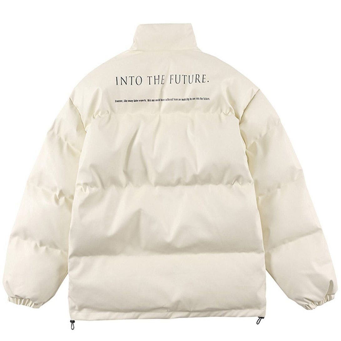 Majesda® - Letter Print Puffer Jacket outfit ideas streetwear fashion