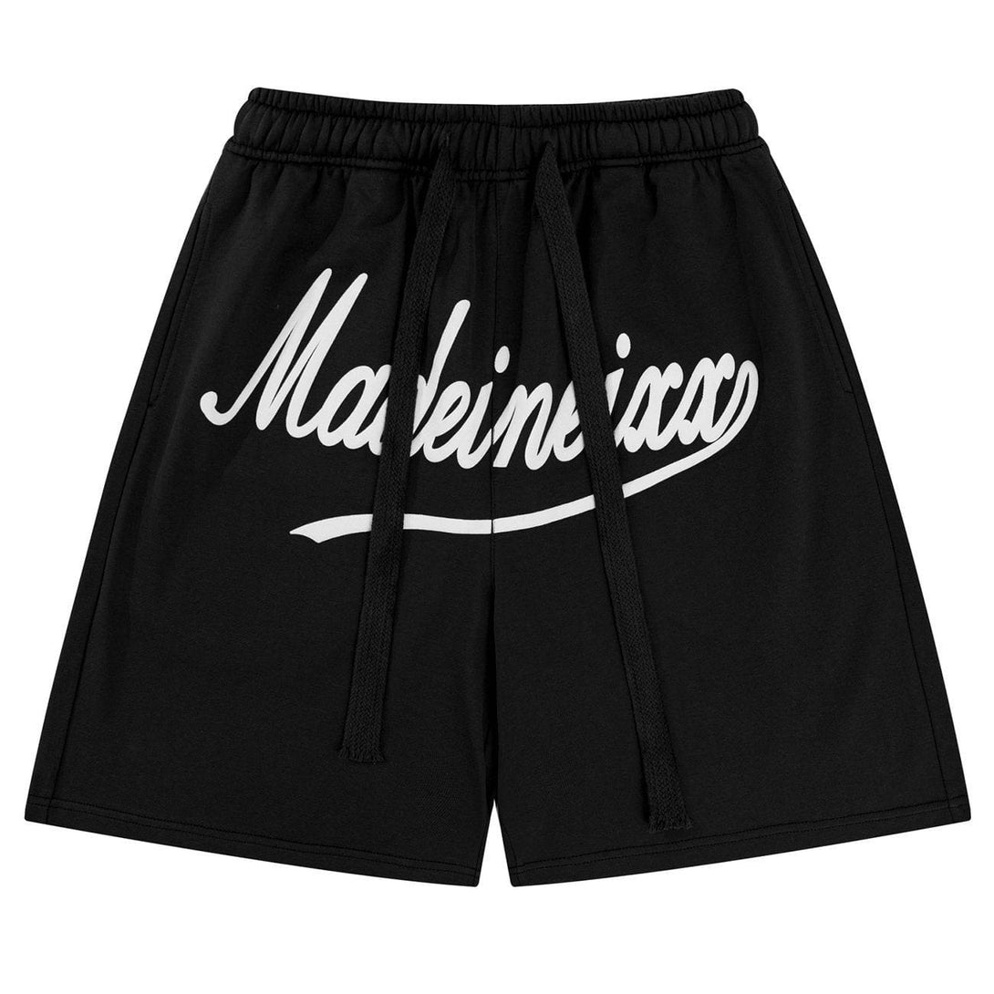 Majesda® - Letter Print Shorts outfit ideas streetwear fashion