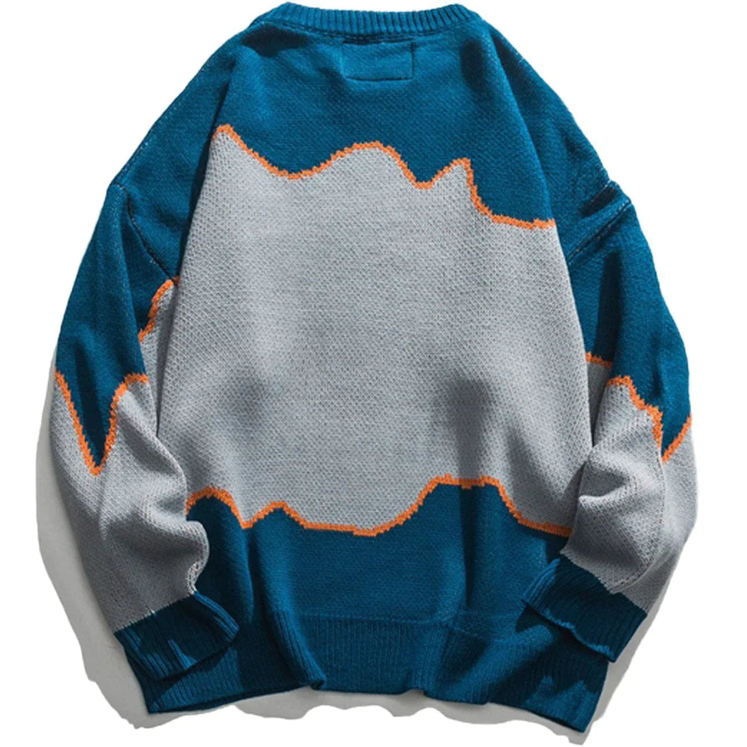 Majesda® - Letter Print Stitching Sweater outfit ideas streetwear fashion