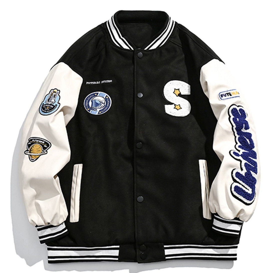 Majesda® - Letter S Varsity Coat outfit ideas streetwear fashion