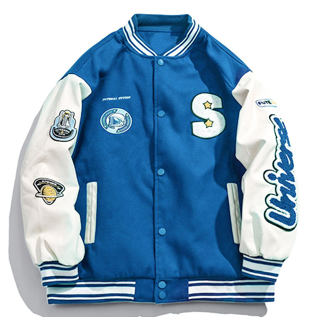 Majesda® - Letter S Varsity Coat outfit ideas streetwear fashion