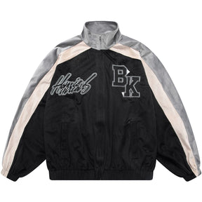 Majesda® - Letters BK Patchwork Jacket outfit ideas, streetwear fashion - majesda.com